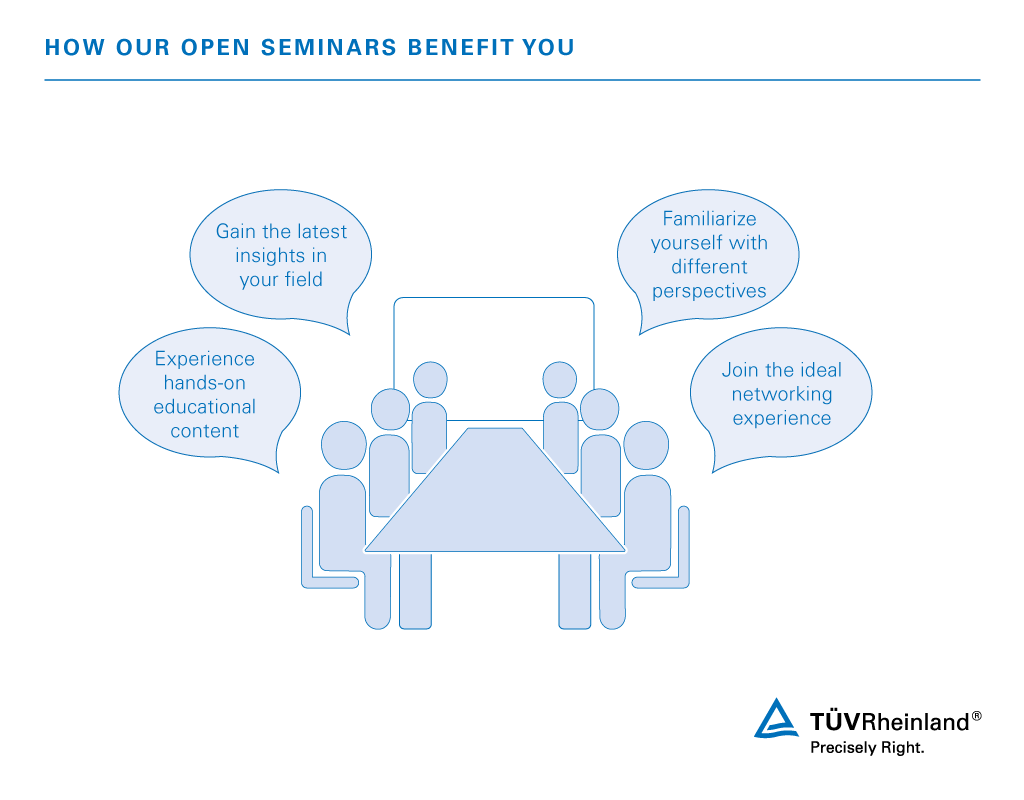 Benefits of our open seminars Exchange knowledge at our open seminars | TÜV Rheinland