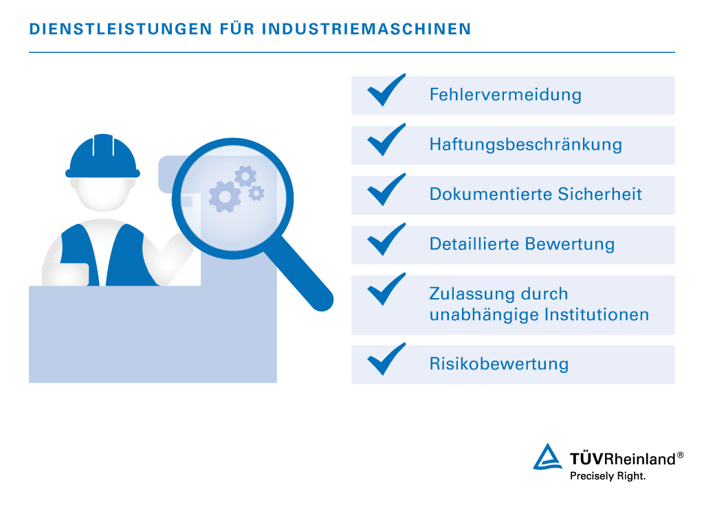 Wir prüfen Industriemaschinen und tragen so zur Reduzierung von Fehlern und Haftungsrisiken bei. Wir prüfen Industriemaschinen und tragen so zur Reduzierung von Fehlern und Haftungsrisiken bei.